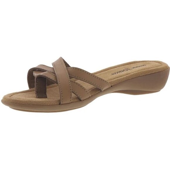 Women's Minnetonka Tan Honey Slip On Flip Flop Sandals, 8 Extra Wide - Picture 2 of 5